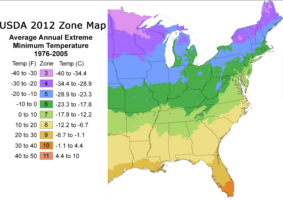 Transplant Nursery Inc USDA Zone Map 1990 